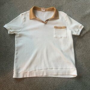 Men's XL Dandy Del Mar The Cannes Waffle Knit Shirt Vintage Ivory Short Sleeve